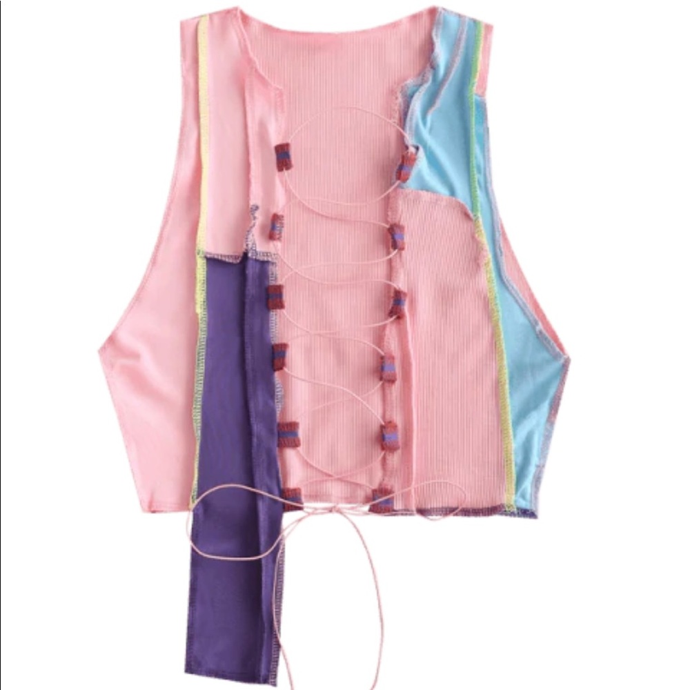 Pink lace up tank tops ✨